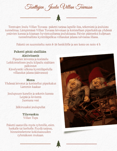 Tonttujen Joulu Villan Tuvassa joulupaketti VillaValkea