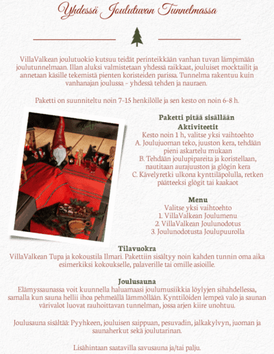 Yhdessä Joulutuvan Tunnelmassa joulupaketti VillaValkea