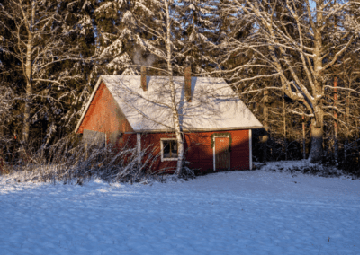 villavalkea savusauna talvi