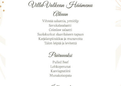 VillaValkean Häämenu