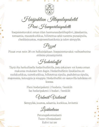 Hääjuhlien Iltapalapaketit VillaValkea
